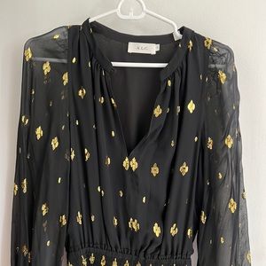 Sparkly and fun ALC dress.  Sheer long sleeves gorgeous gold design